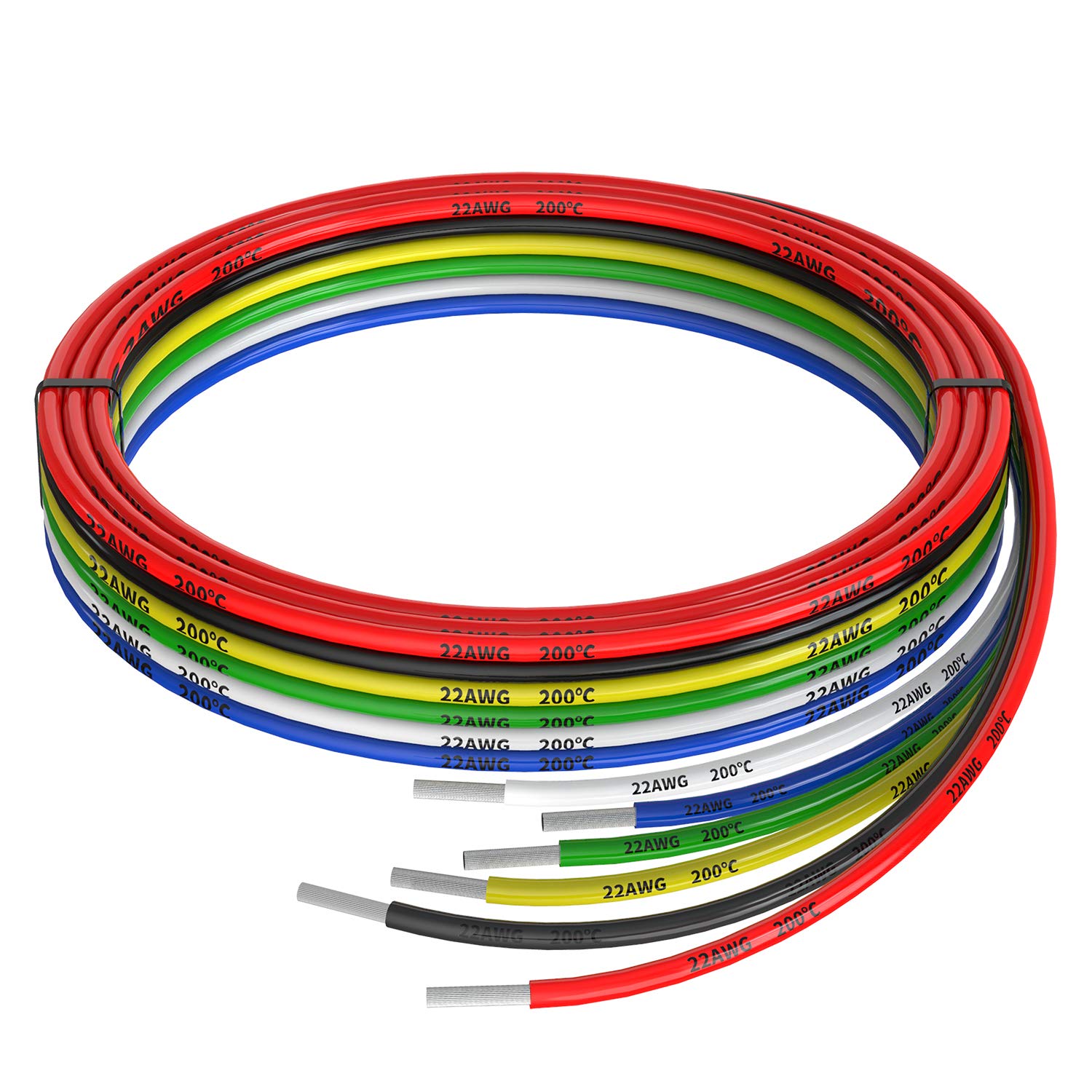 10awg Silicone Electrical Wire Cable 6 Colors (5ft Each) 10 Gauge Hookup Wires kit Stranded Tinned Copper Wire Flexible and Soft