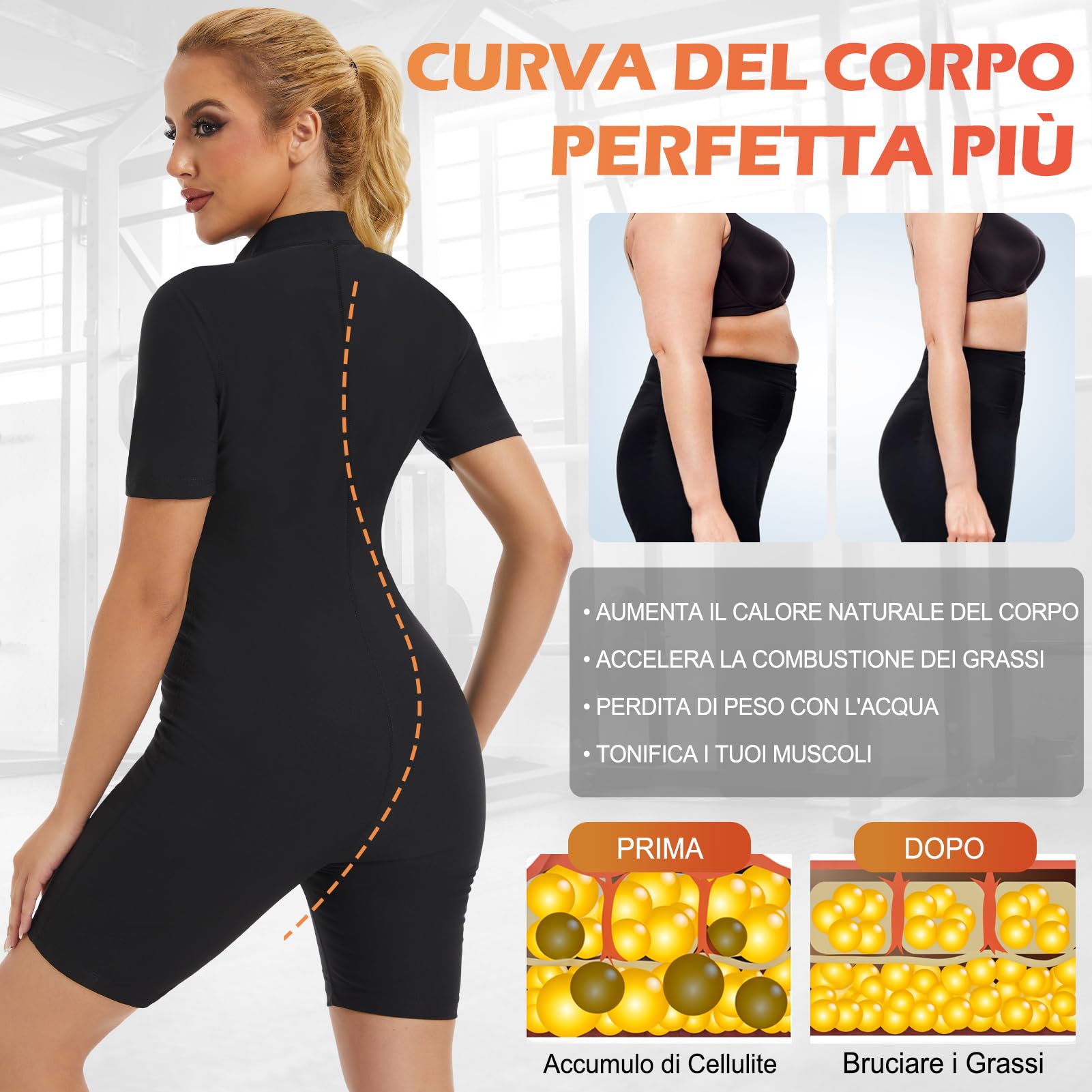 Kiiwah Tuta Sauna Dimagrante Donna, Tuta da Corpo Intero Effetto Sudare per Sport Yoga Fitness