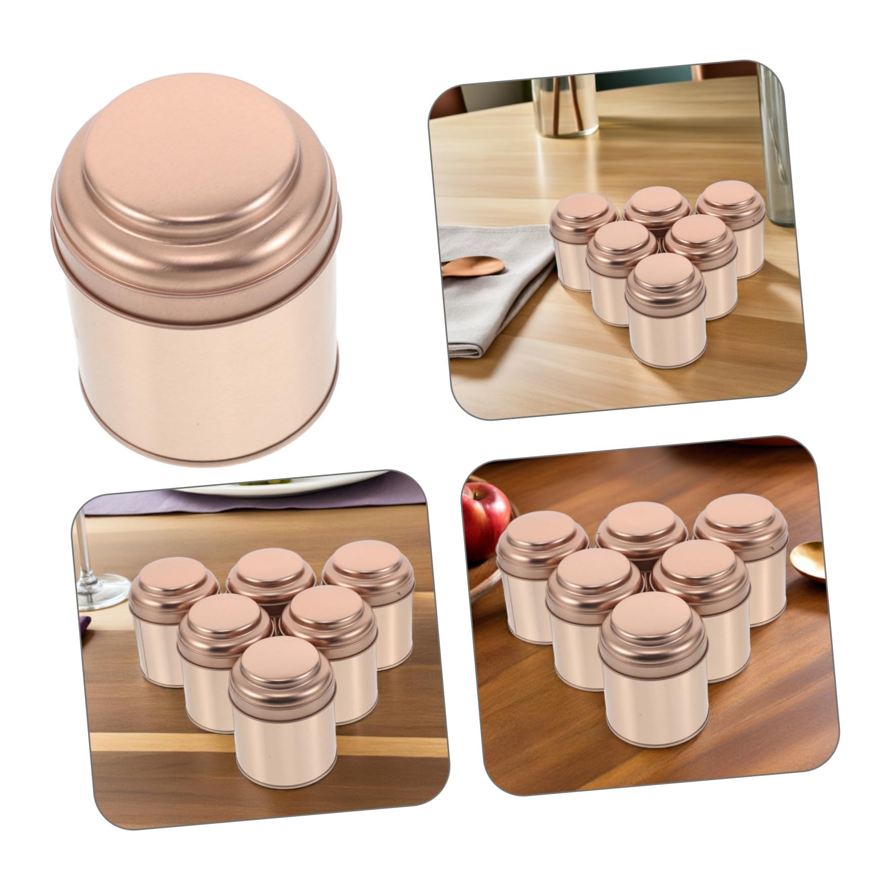 6 Stück Runde Teedosen aus Stabilem Weißblech mit Luftdichtem Deckel Versiegelt für Losen Tee Kaffee und Gewürze Praktische Aufbewahrung für Küche und Reisen Roségoldfarben
