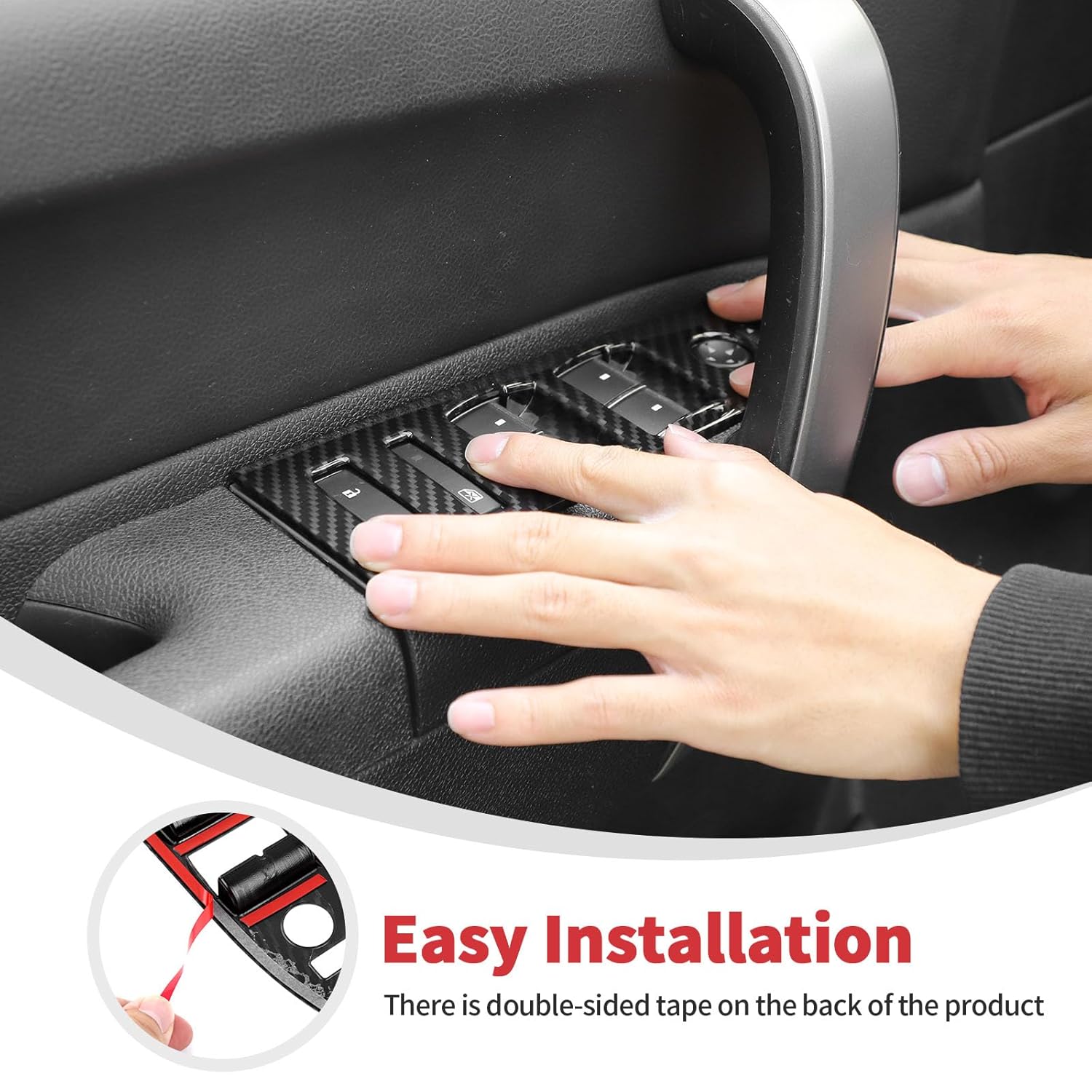 Linskip Power Window Switch Panel Covers Compatible with 2007-2014 Chevy Avalanche Suburban Tahoe Silverado & GMC Sierra Yukon, Door Controls Panel Trim, Interior Accessories Carbon Fiber Black