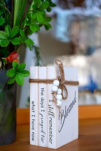 Miniatura 2 de LIVDUCOT Pila de libros decorativos de madera para mesa auxiliar, apilamiento de libros de imitación para decoración I Still Remember the Days I