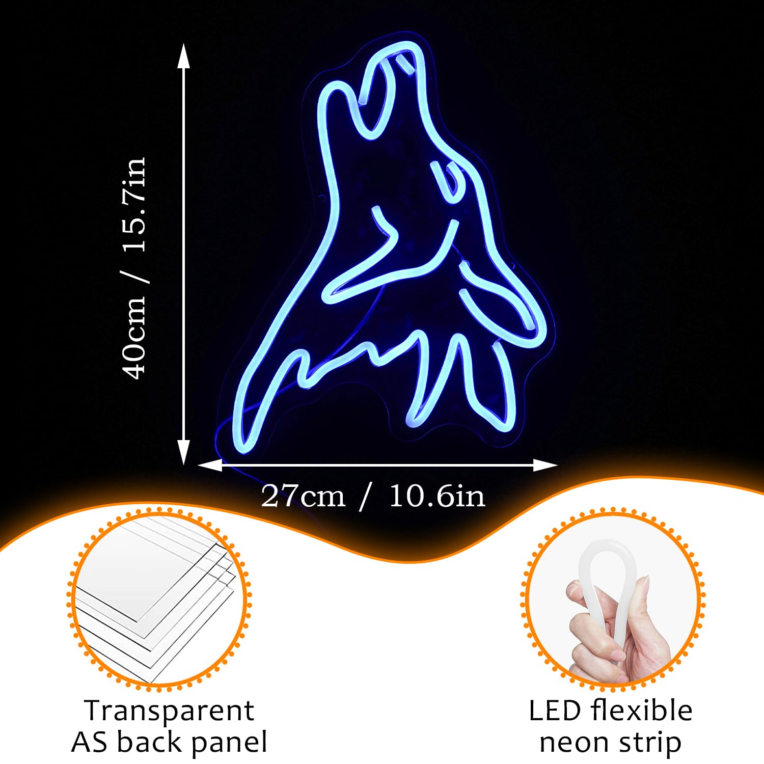 LISIGNVE Letrero de neón de lobo azul LED lindo lobo luces de neón para decoración de pared regulable USB dormitorio luces para habitación de niños decoración del hogar regalos de fiesta de cumpleaños