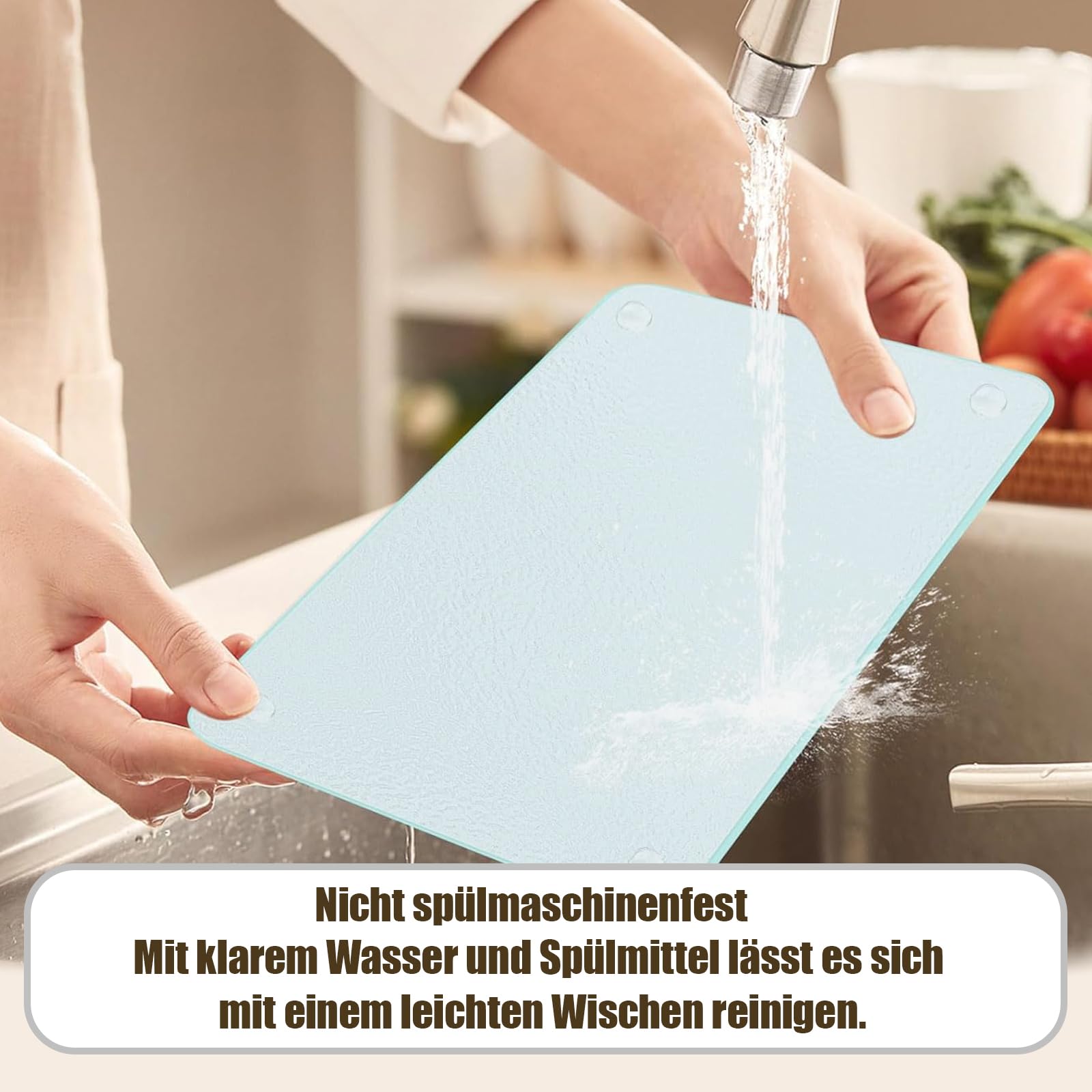 2 sztuki desk do krojenia z hartowanego szkła, deska do krojenia z hartowanego szkła 28 x 20 cm, szklana deska do krojenia, antypoślizgowe gumowe nóżki, bez plastiku, szklana deska do krojenia, do
