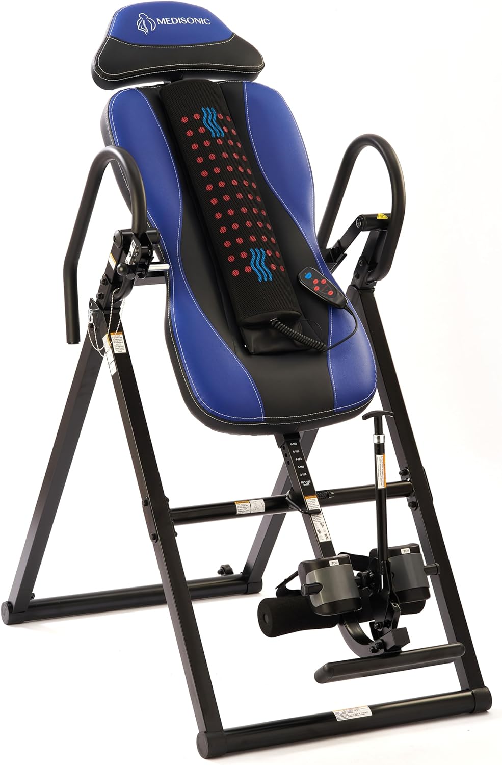 Elite Inversion Table with Adjustable & Removable Lumbar Pad, Comfortable Ankle Security Cups, Multiple Inversion Angles, Heavy-Duty Frame, 300 lb Capacity, Blue