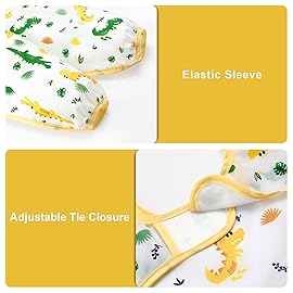 Accmor 5 Pack Long Sleeve Bibs, Baby Smock Waterproof Sleeved Bib Smock for Baby Toddler 24-36 Months