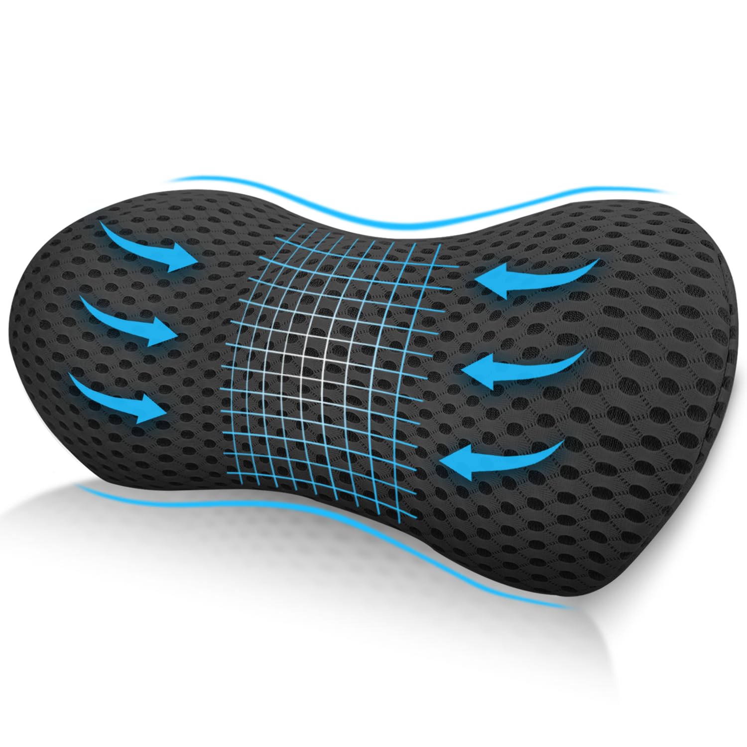 Exquilnova Lumbar Support Cushion,Comfort Memory Foam Back Support Cushion with Removable Cover,Ergonomic Lower Back Pillow for Office Chair,Car Seats,Wheelchair,Sleeping(Black)