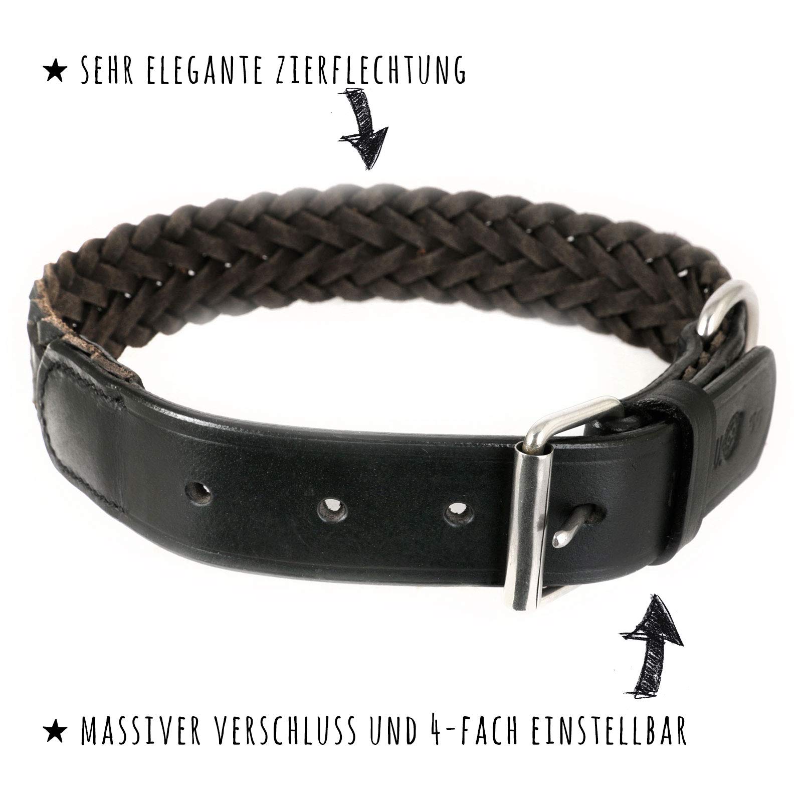 Monkimau Halsband hond echt leer hond halsbanden zwart met