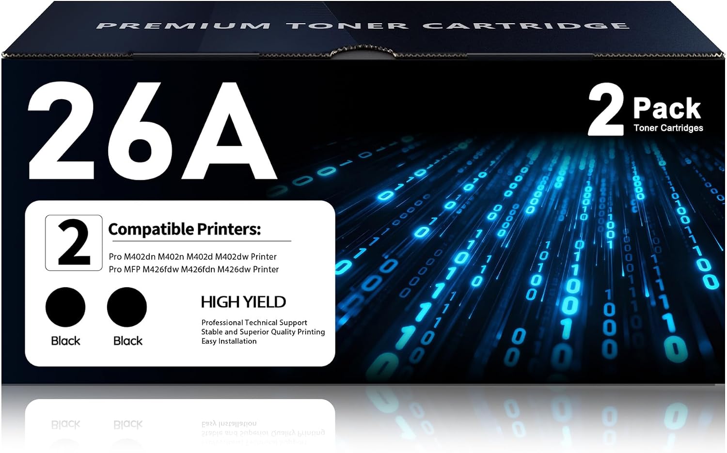 26A CF226A Toner Cartridge 2-Pack Replacement for HP 26A Black Laser Jet Toner Cartridge Works with Pro M402dn M402n M402d M402dw Pro MFP M426fdw M426fdn M426dw Printer Ink