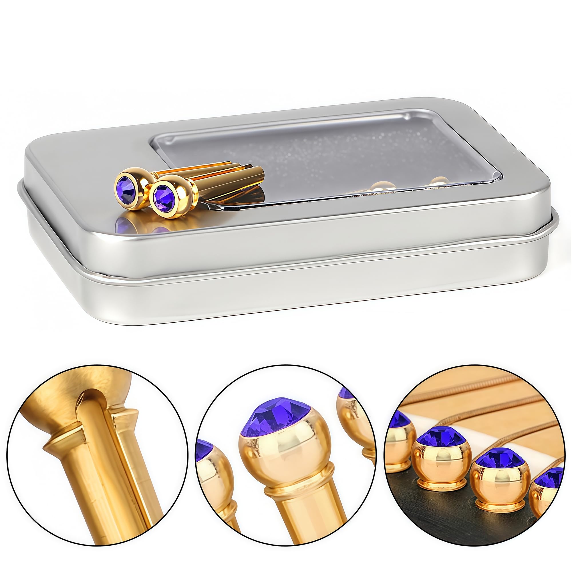 Musiin Acoustic Guitar Bridge Pins String Peg Guitar Parts Replacement Pack of 6 Pieces(Blue), Gold - Image 3
