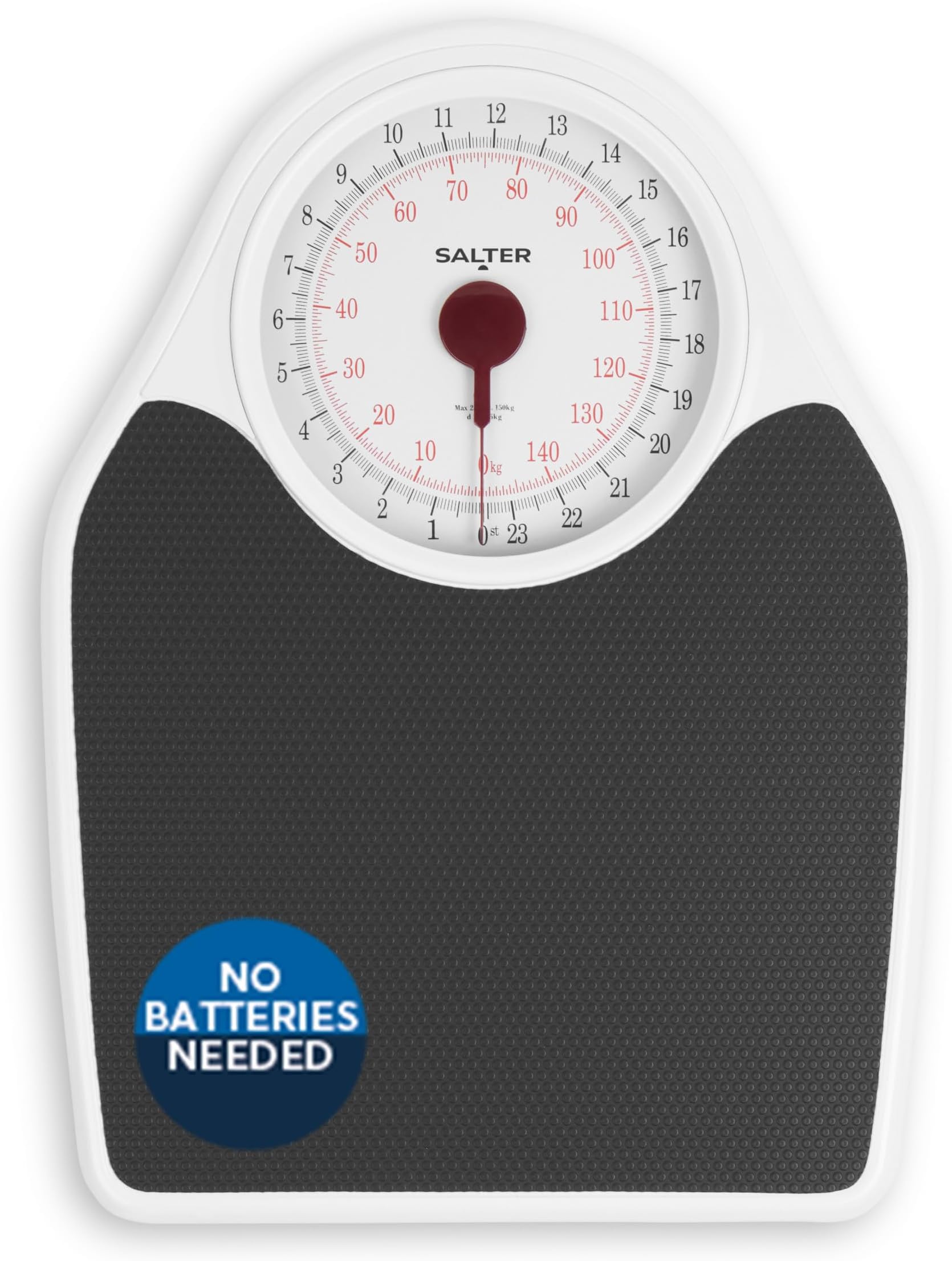 Salter Doctor’s Style Bathroom Scale – Mechanical Weight Scale, Easy Read Dial, 150kg / 23st 7lb, Accurate Scales for Body Weight, Instant Readings, Non-Slip, Extra Large Platform, No Batteries Needed