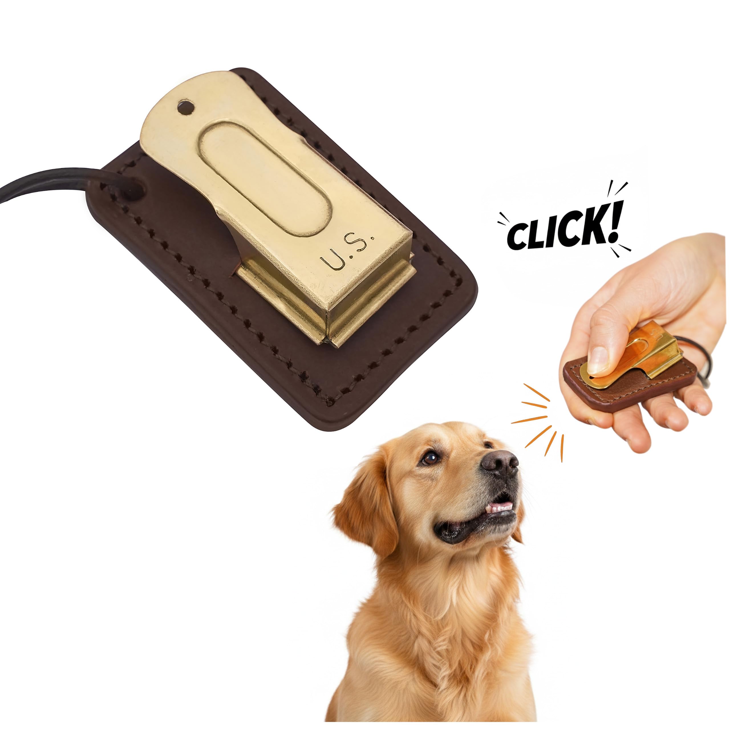 Mythrojan Brass and Steel Pet Training Clicker Puppy Dog Training Dog Clicker Cricket Clicker U.S. Engraved WII Military Gear Metal Clicker