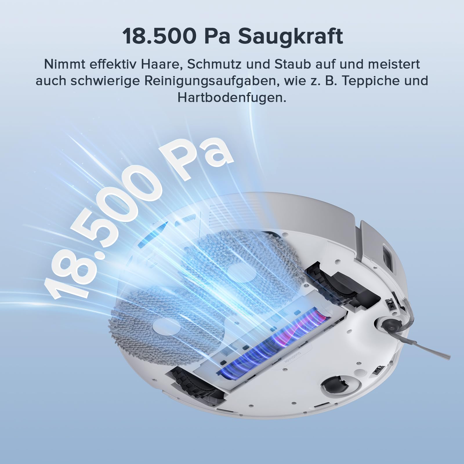 roborock Qrevo Curv S5X Saugroboter mit Saugleistung von 18.500 Pa, Dual Anti-Tangle-System, 75°C Heißwasser-Moppwäsche, Intelligente Schmutzerkennung, All-in-One-Dock (Weiß) (Generalüberholt)