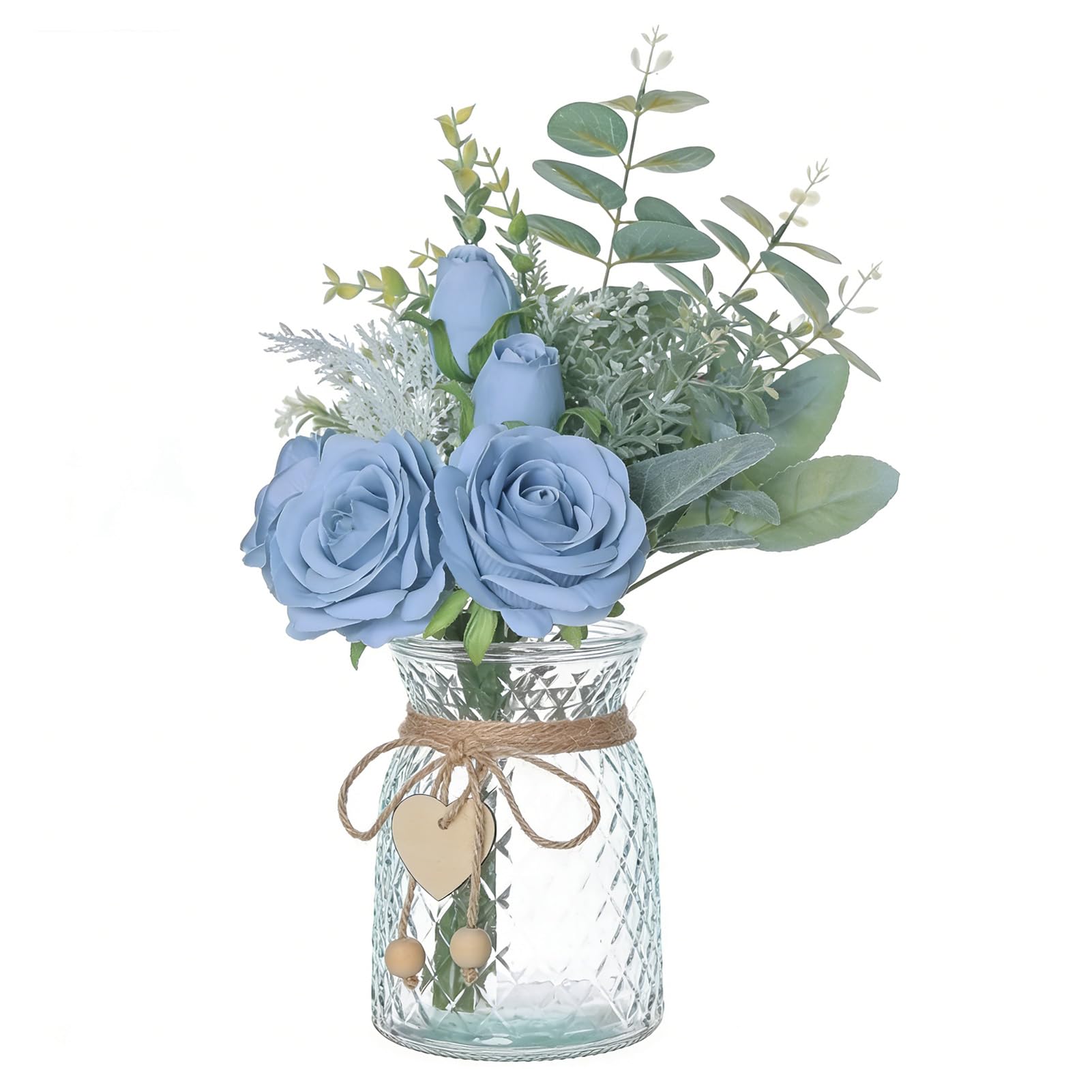 Ramo de rosas de seda exclusivas con jarrón de cristal refinado
