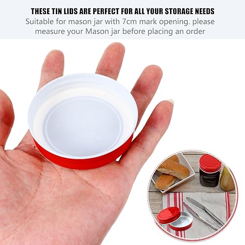 Miniatura 5 de Cabilock 12 tapas para tarros de hojalata para conservas a prueba de fugas, tapas integradas reutilizables, tarros fáciles de estándar para