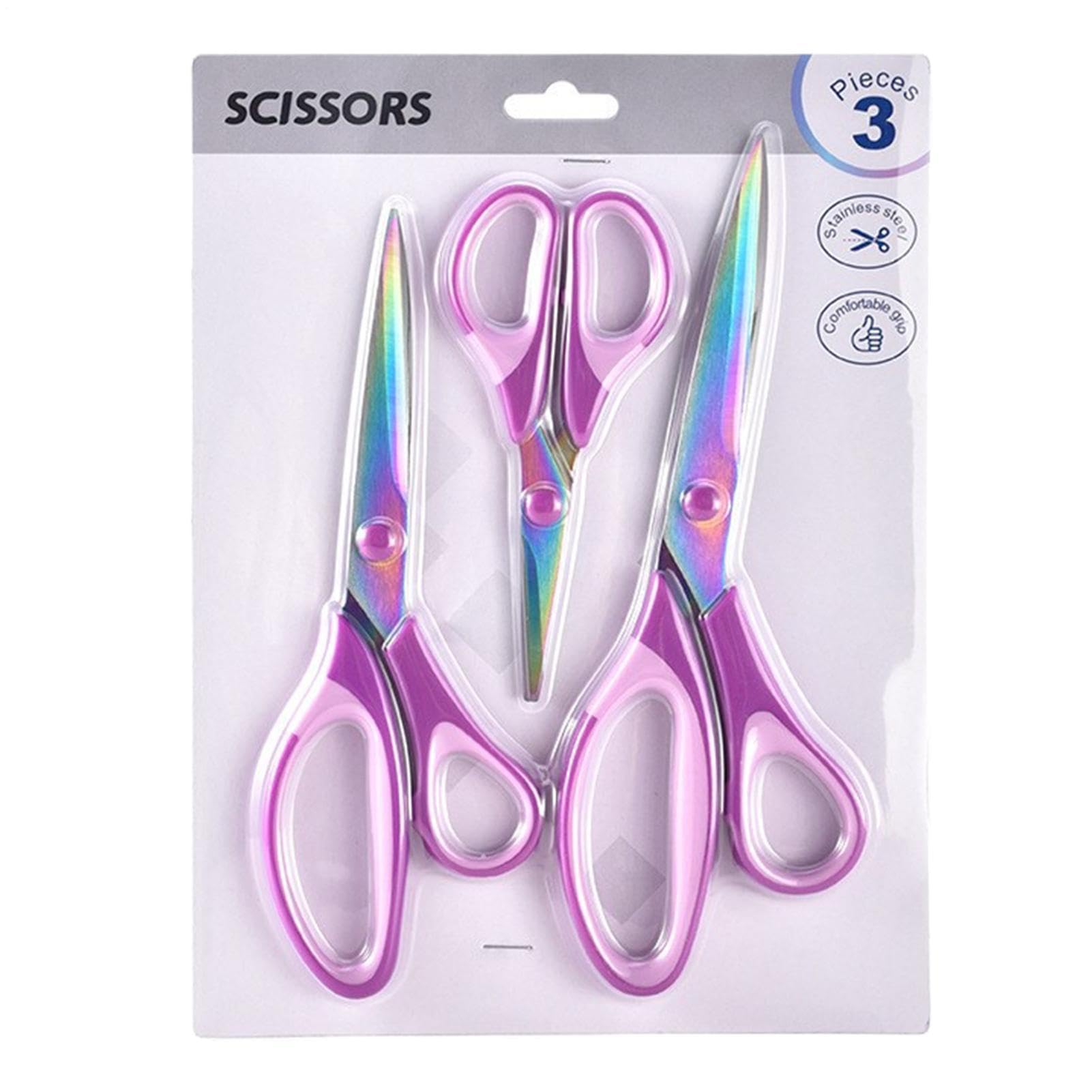 Tijeras para manualidades cómodas, pack de 3 herramientas de corte para costura, hogar y escuela