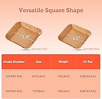 Vista 4 de COSORI Revestimientos para freidora de aire, 100 forros cuadrados de papel desechables, revestimiento de aceite de silicona antiadherente, poco