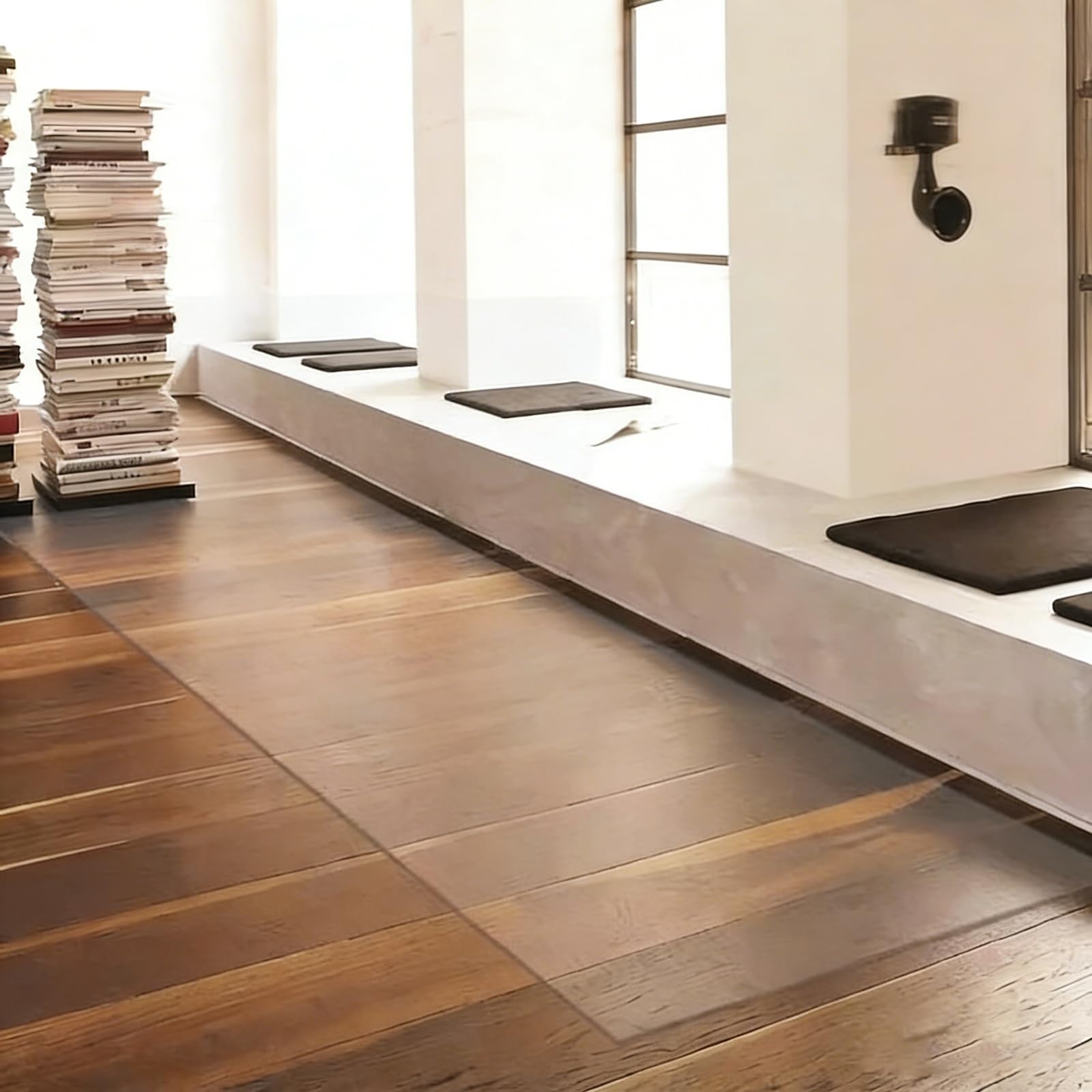 Tappetino Trasparente, Tappetino per Sedia in PVC Trasparente - Protezione Antiscivolo per Pavimenti di casa e Ufficio, 137 x 260 cm, Tappeto Resistente, Copri scrivania Personalizzabile per