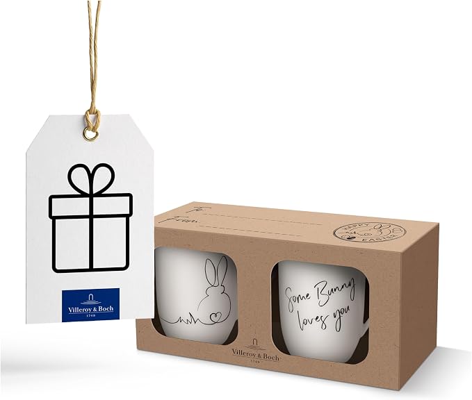 Villeroy & Boch Set De Tazas Con Asa De Pascua Statement 11,5X8X10,5Cm, Tazas De Porcelana Blanca, 280Ml Cada Una