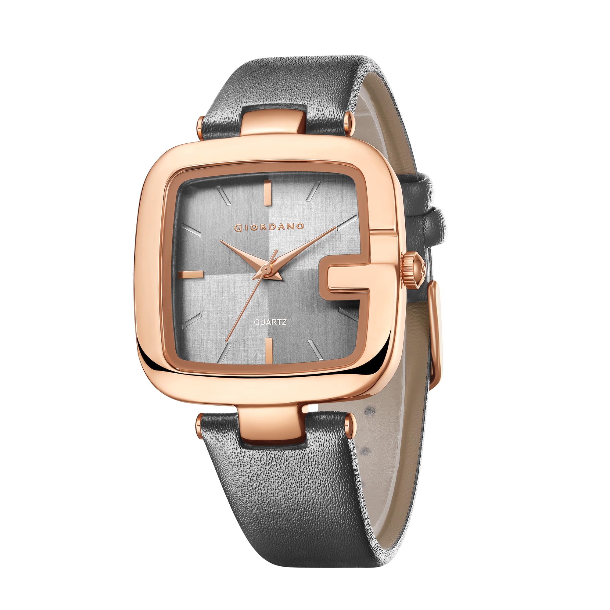 Giordano Monogram Women's Watch — Metal & Leather Strap, Water Resistant Quartz Analog