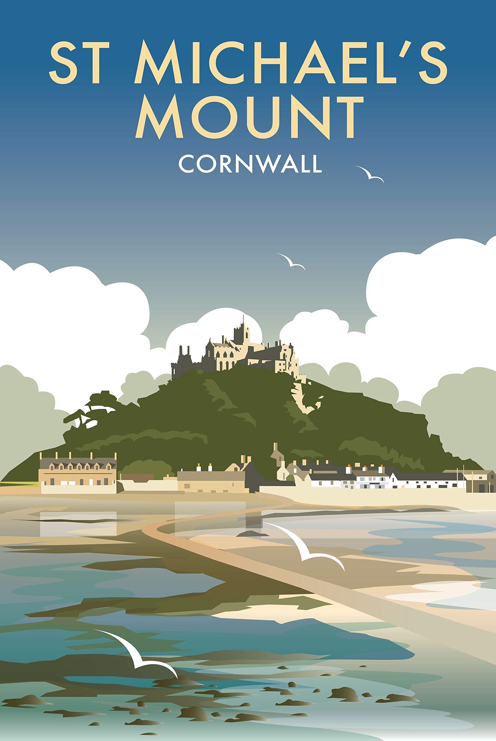 RPW St Michaels Mount Cornwall Vintage Railway Travel Poster Art Print A3 42 x 30cm