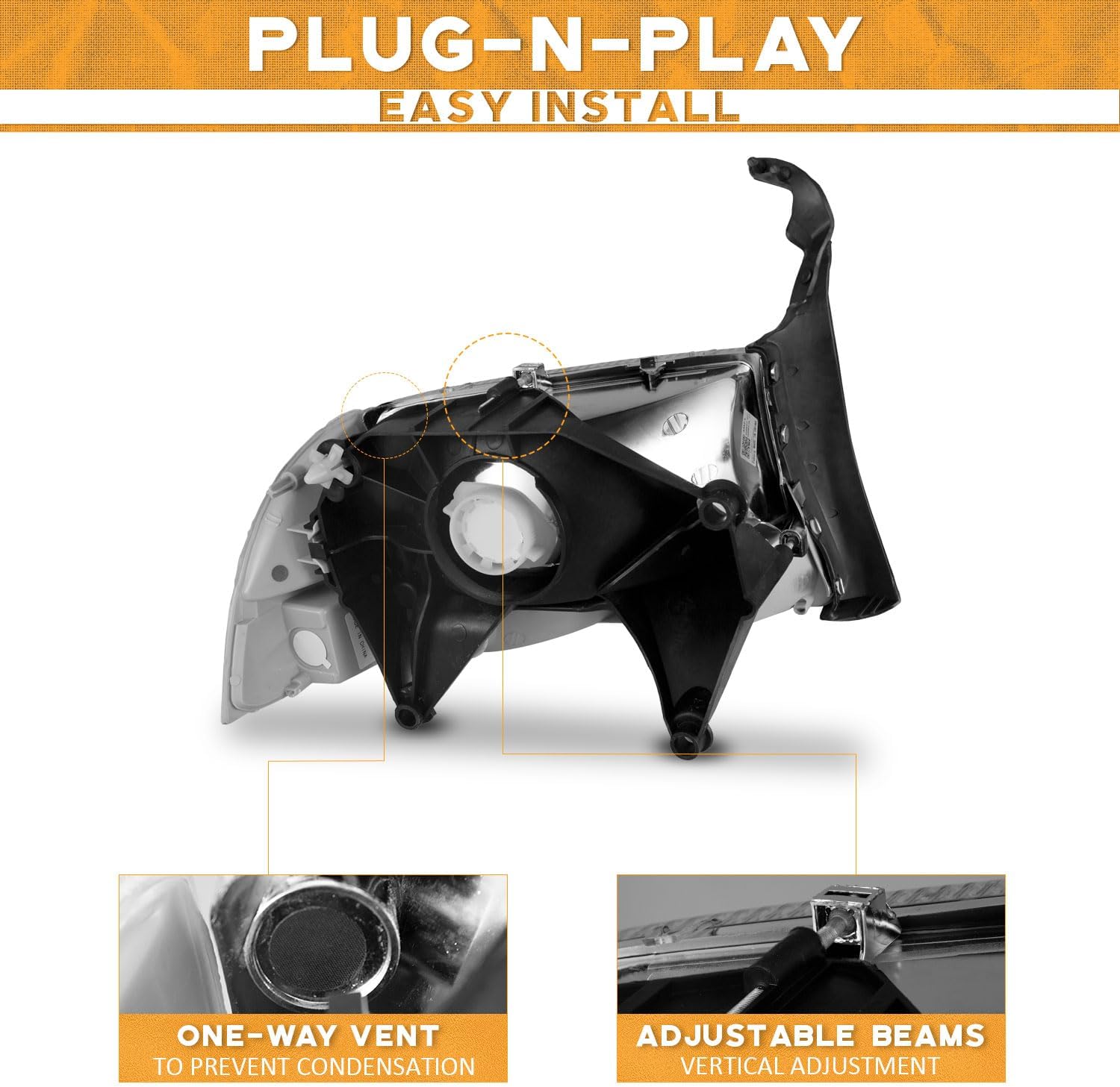 WEELMOTO Headlights Assembly Compatible with 1997-2004 Dodge Dakota, Headlight For 1998 1999 2000 2001 2002 2003 Durango Replacement Headlamp Bumper Lights Signal Lamps Driver and Passenger Side