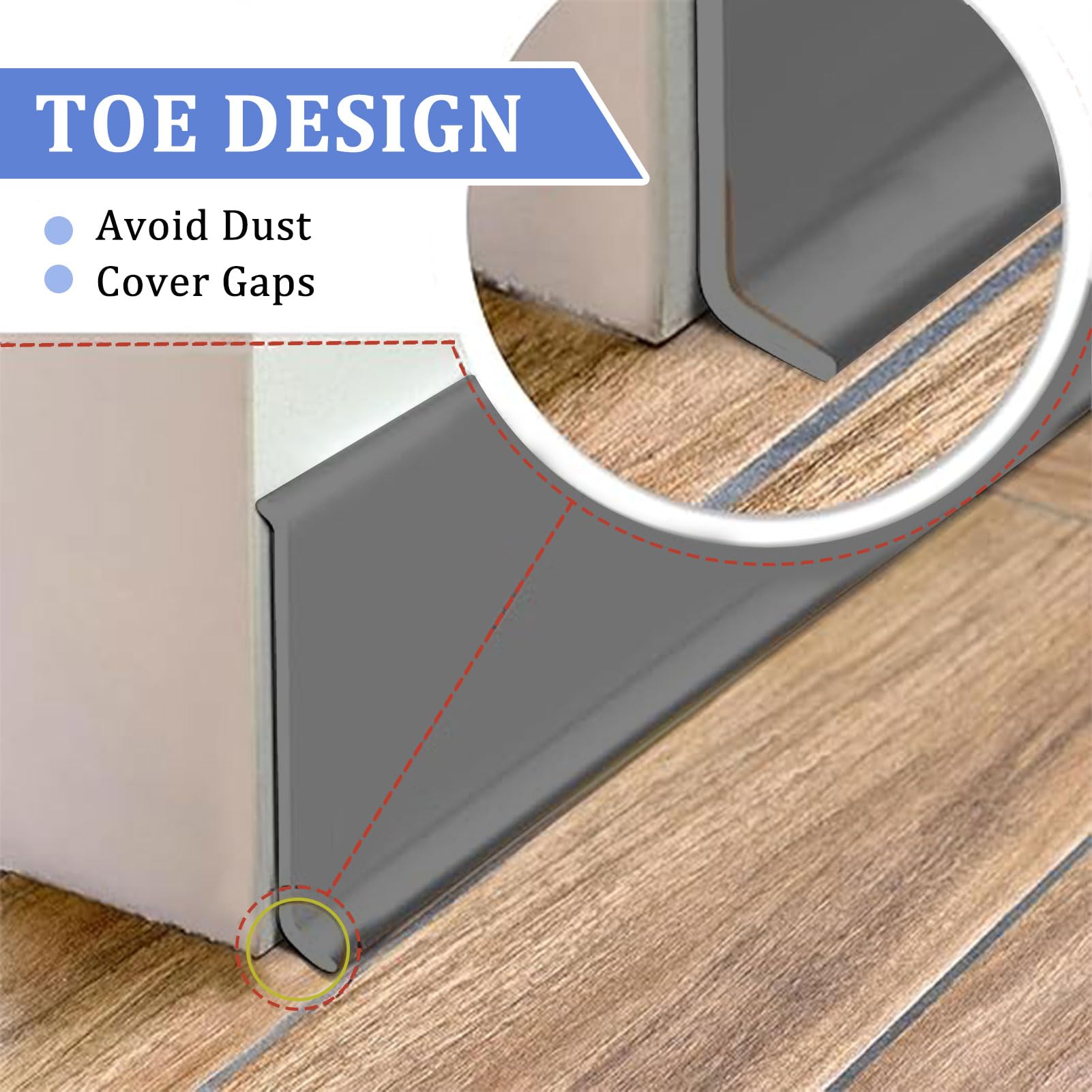 Rodapies Autoadhesivo, Rodapié Blando de PVC, Zócalos Decorativos, Base de Pared Zócalo, Para Cubrir Huecos de Esquina, para Flexible para Cocina y Baño (Gris-10M x 10CM)