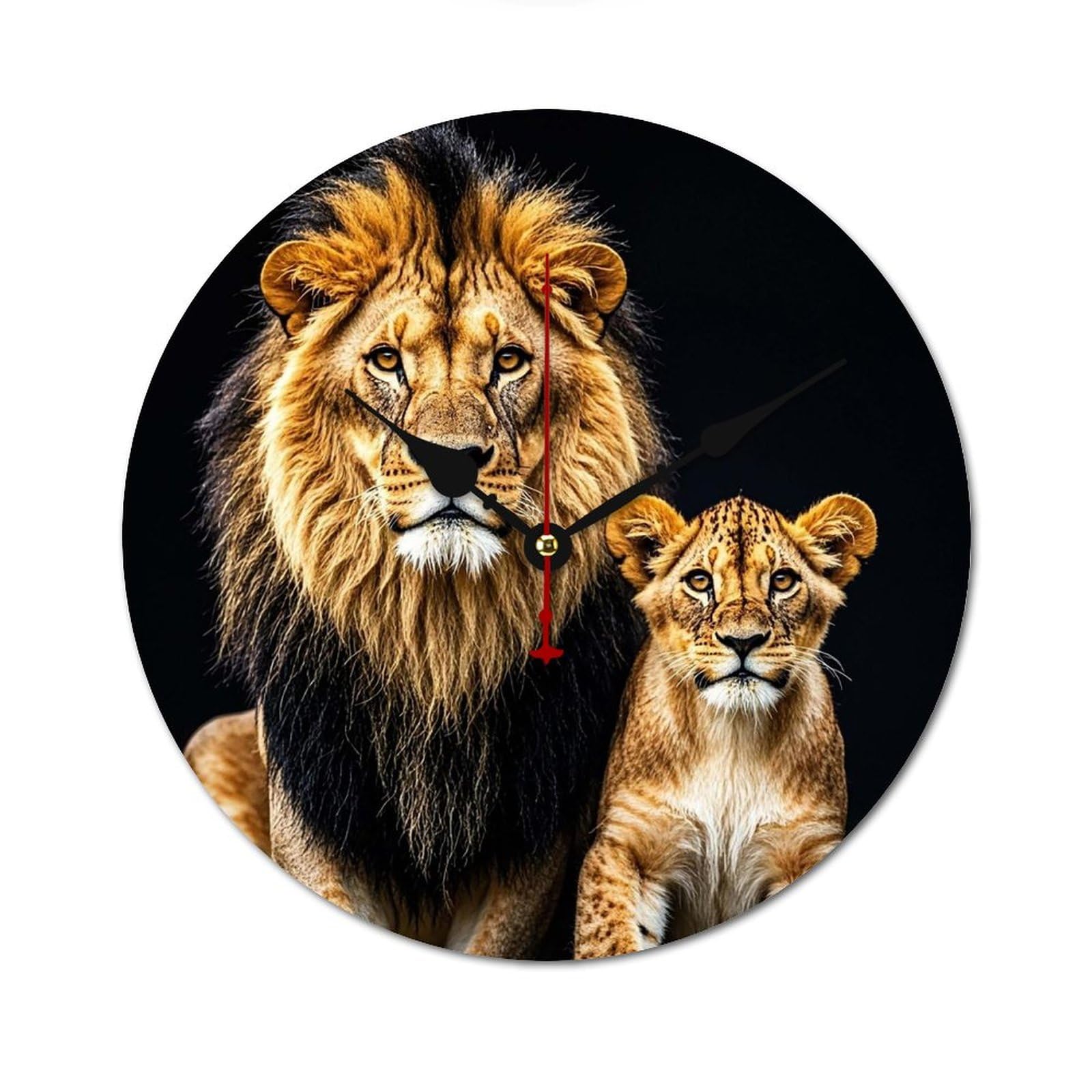 Horloge en bois moderne lion 30 cm pendule murale élégante