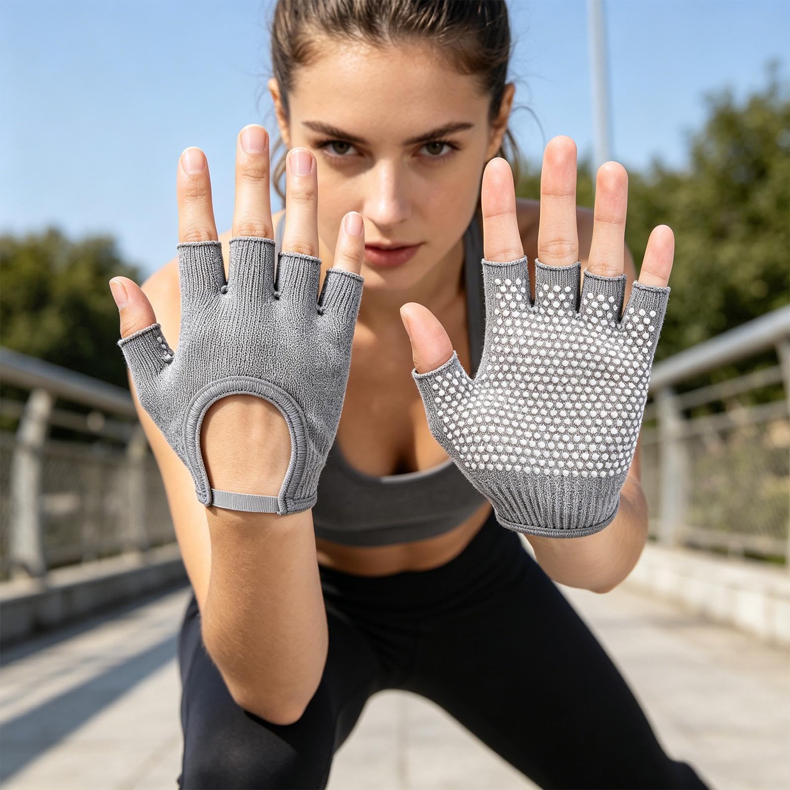 Rękawiczki do pilatesu, rękawiczki bez palców, rękawice treningowe z uchwytami, dla entuzjastów, początkujących, profesjonalistów, kobiet, kobiet, żon, matek, sportowców, domu, siłowni, studia