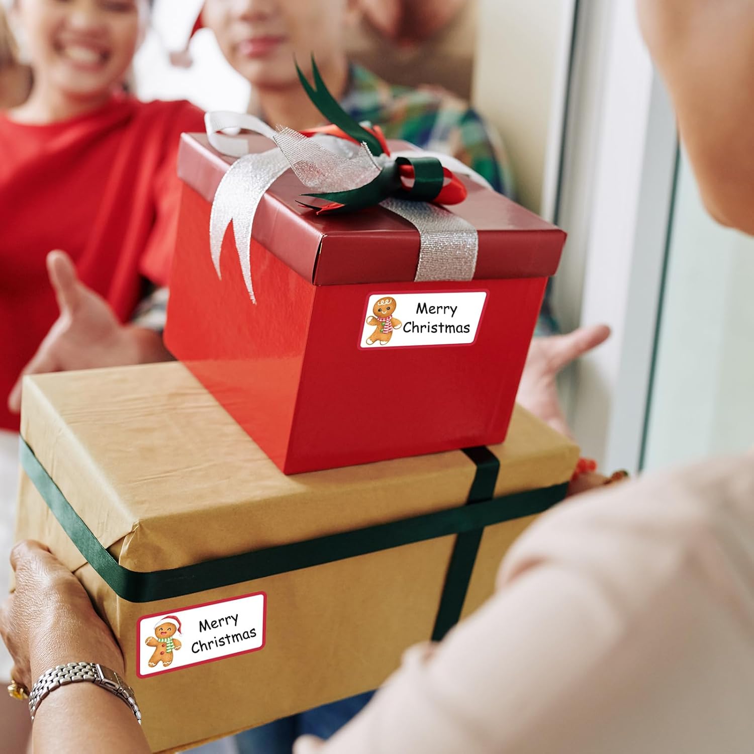 Whaline 300Pcs Christmas Address Labels Gingerbread Man Gift Tags Printable Mailing Labels Matching with Laser and Ink Jet Printer for Xmas Package Envelope Card Home Office - Image 6