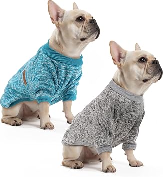 2 Pack Small Dog Hoodie Sweatshirt - Elastic Warm Knit Dog Jumper, Jacket & Clothes, Soft Breathable Winter Dog Costume, Machine Washable for Chihuahua, Pug, Yorkie