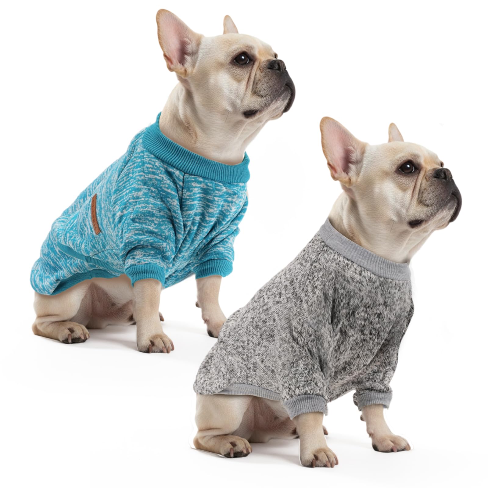 Viiotu 2 Pack Small Dog Hoodie Sweatshirt - Elastic Warm Knit Dog Jumper, Jacket & Clothes, Soft Breathable Winter Dog Costume, Machine Washable for Chihuahua, Pug, Yorkie