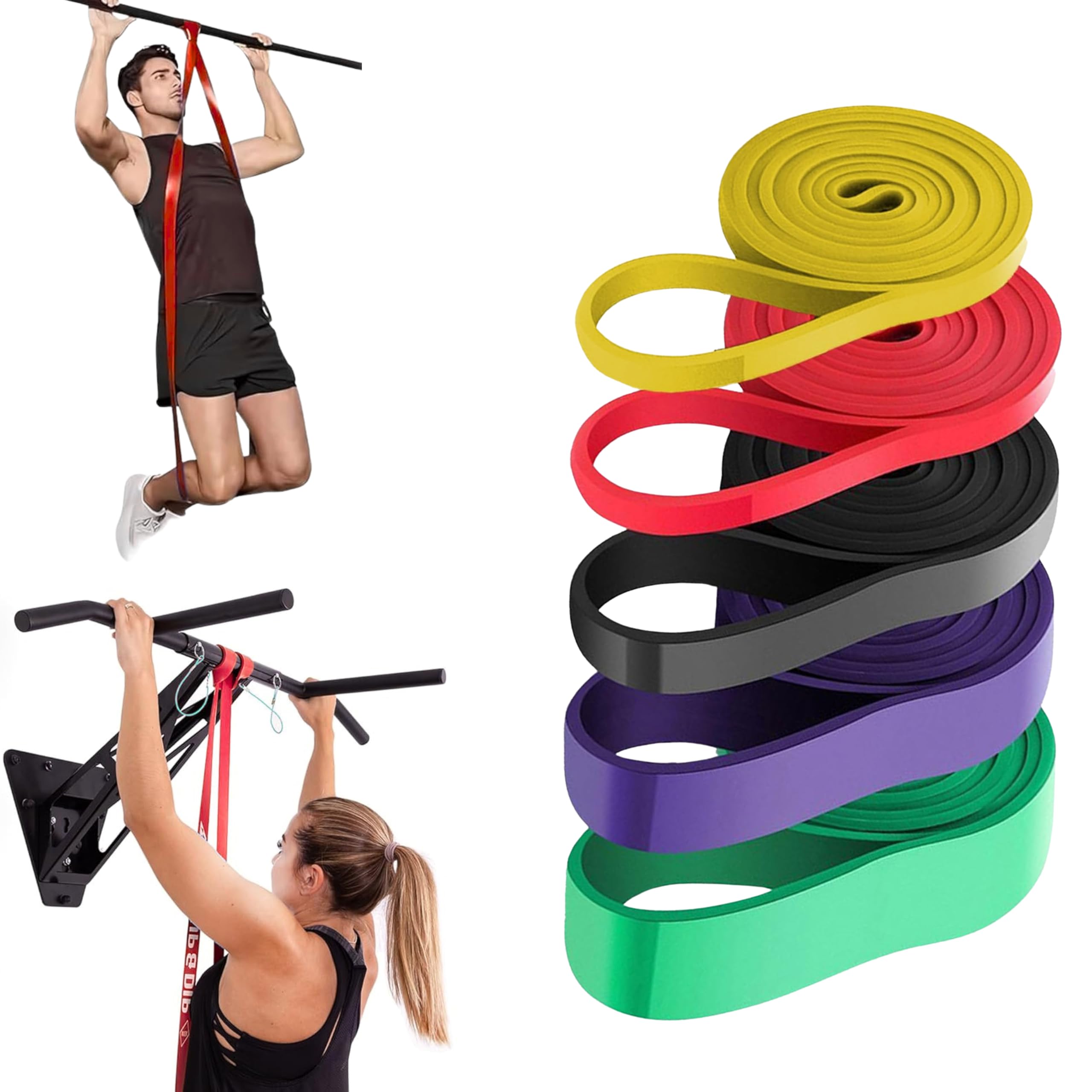 Resistance Bands - Exercise Band Pull Up Assist Bands, Stretch Resistance Band, Exercise bands, Power-lifting Bands for Resistance Training, Ideal for Home Workouts 5Pcs Multi Color