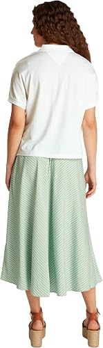 Tommy Hilfiger Polo de Manga Corta Mujer Lyocell Relaxed sin Botones, Blanco (Ec