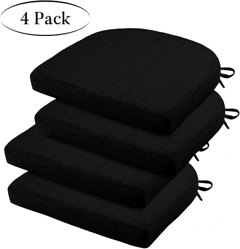 Vista 49 de Basic Beyond Cojines para sillas de comedor, 4 unidades, cojines de espuma viscoelástica con lazos y respaldo antideslizante, almohadillas para Gris