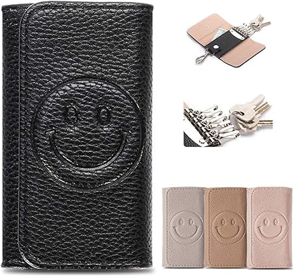 Amazon キーケーススマート キーケース レディース 可愛い 車キーケース本スマート人気キーケース笑顔対応革6連金具丈夫 便利鍵レディース可愛いメンズスマートキー収納耐汚れキーリング女性大容量収納キーケース ブラック Yizhin バッグ スーツケース