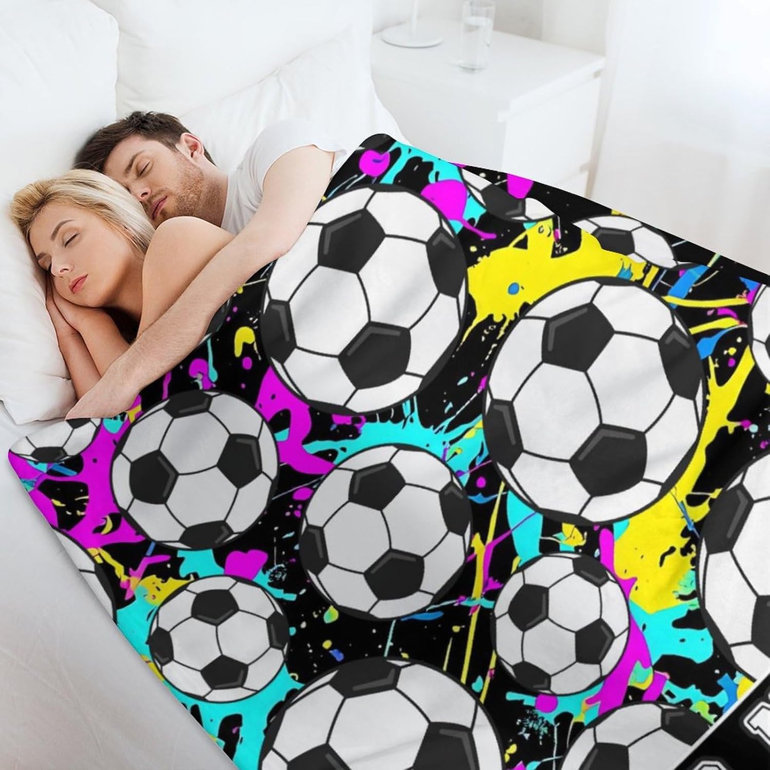 Custom Soccer Blanket - Soft Flannel Sports Soccer Blankets for Girls Boys Kids Soccer Lovers - Warm Soccer Throw Blankets for All Season Lap, Chair, Sofa - 50"x40" - Image 6
