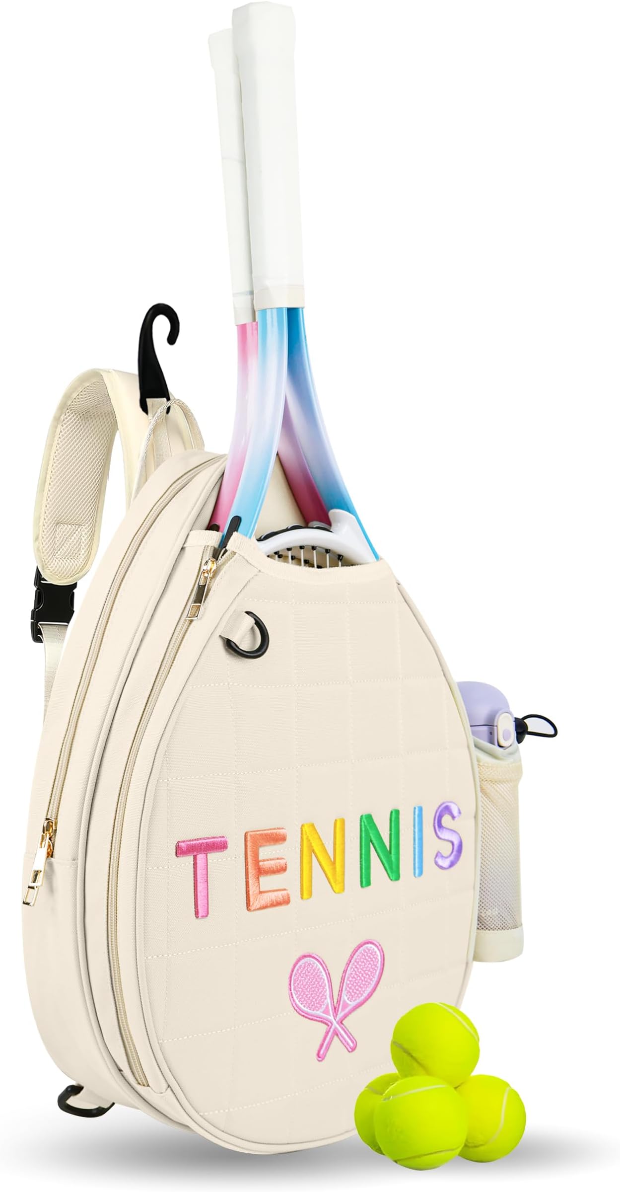 NZNDB Tennis Bags for Women Girl, Tennis Sling Crossbody Backpack, Water Resistant Tennis Bag for Pickleball, Tennis, Racketball