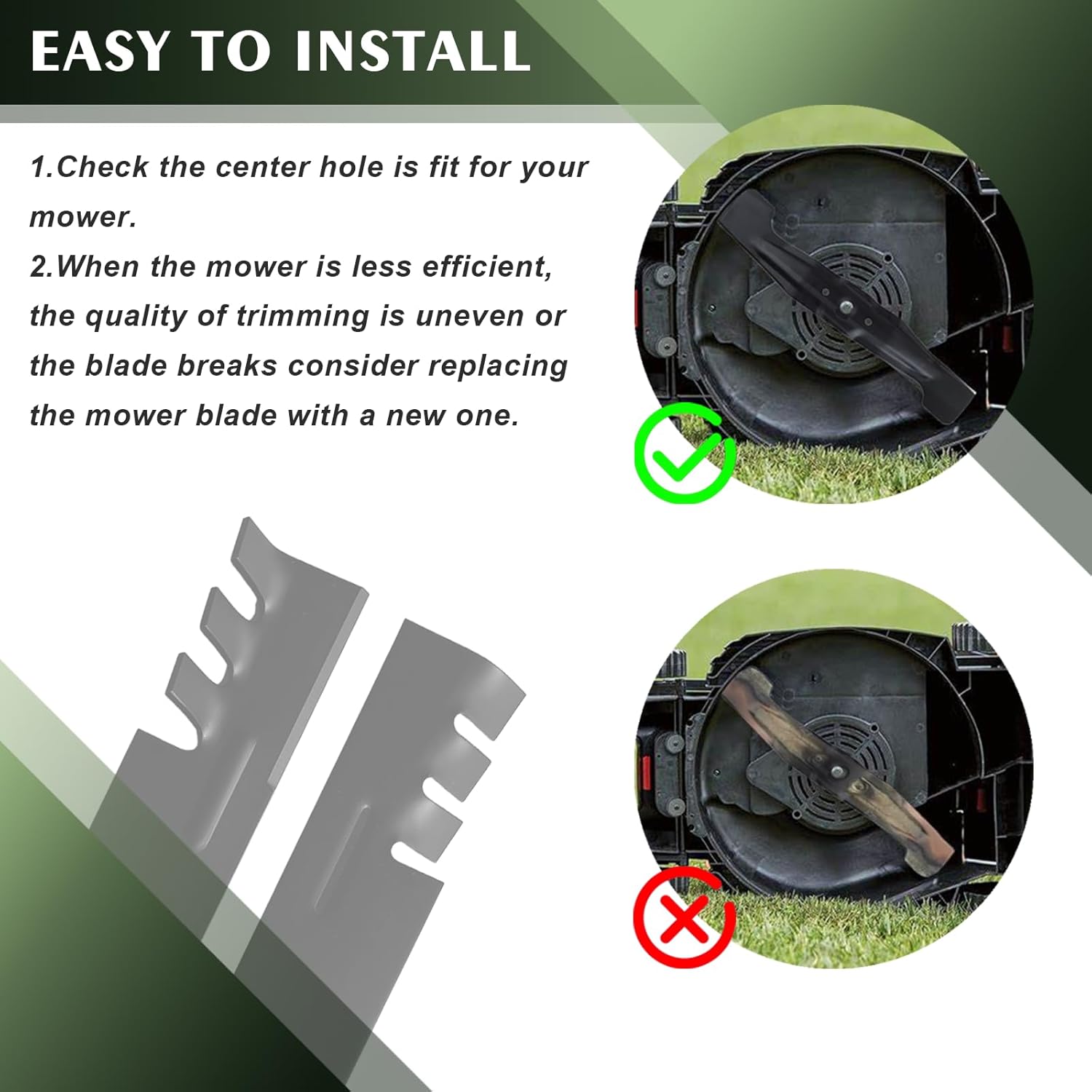 GX21784 48 Inch Mower Blade Serrated, Replacement GY20852 AM137757 AM141035 Compatible with John Deere D140 E140 D160 E160 E170 E150 LA145 LA140 3 Pack
