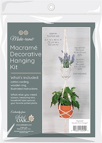 Miniatura 3 de Solid Oak KIT colgante de macramé DBL, colgador doble para plantas