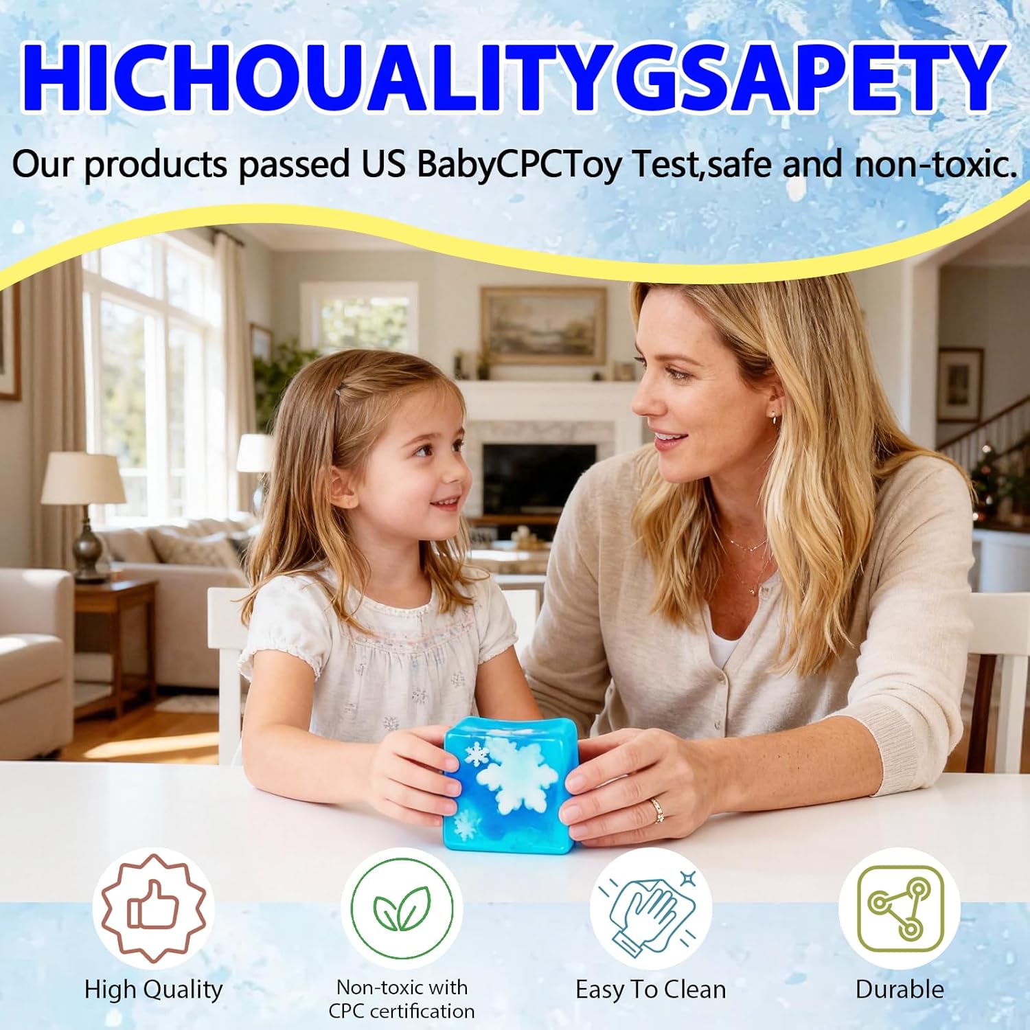 Ice Squishy Stress Cube Fidget Toys Adults, Luminous Snowflakes 5cm(1.97") Glow in The Dark Sensory Toys for Kids with Autism for Kids Squeeze Toys for Anxiety Stress Relief - Image 8