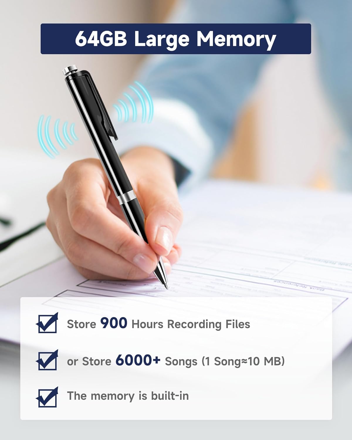 64GB Digital Voice Recorder - (4000 Hours) XIXITPY Voice Recorder with AI Noise Reduction, Voice Activated Recorder for Study Lecture Interview Course