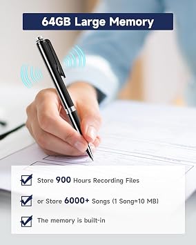 64GB Digital Voice Recorder - (4000 Hours) XIXITPY Voice Recorder with AI Noise Reduction, Voice Activated Recorder for Study Lecture Interview Course