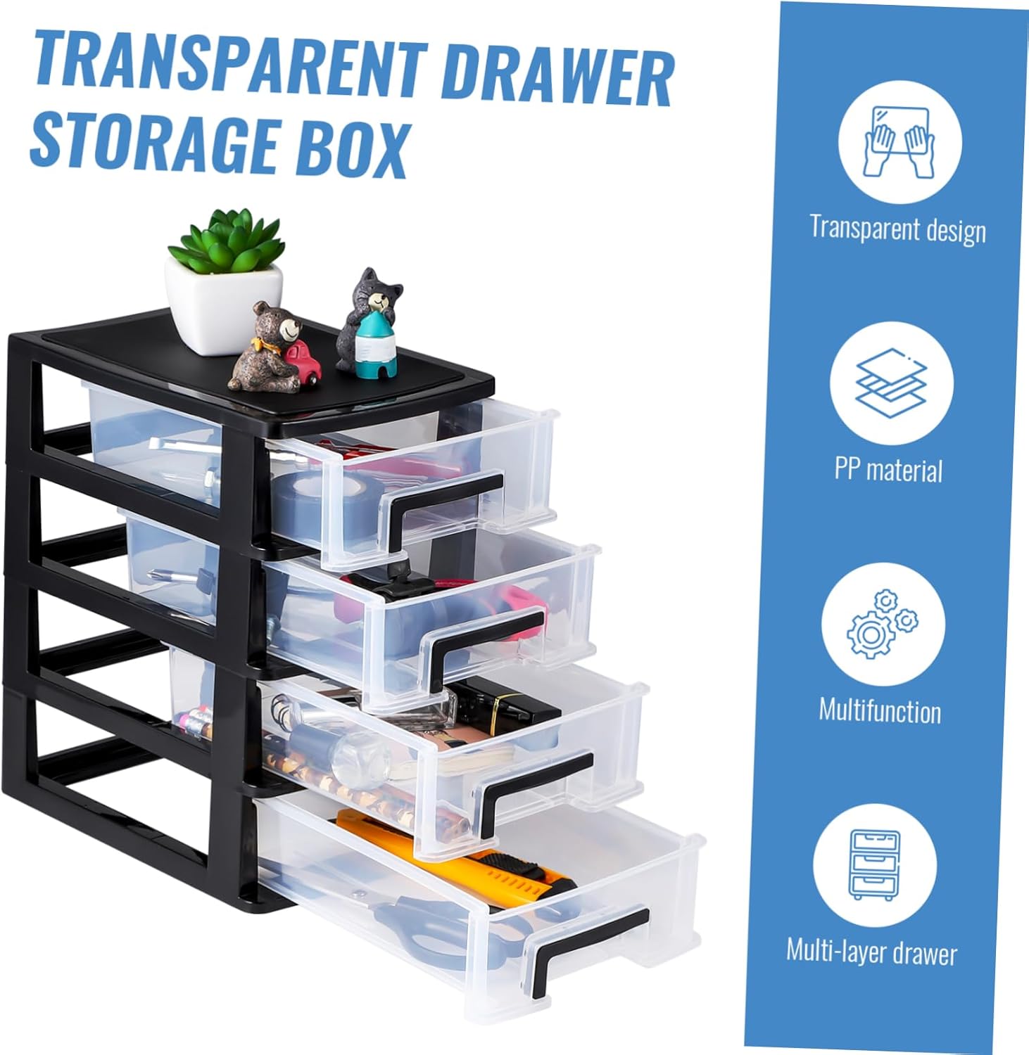 Desktop Drawer Organizer Cosmetic and Stationery Storage Box for Home Office School and Dorm Use