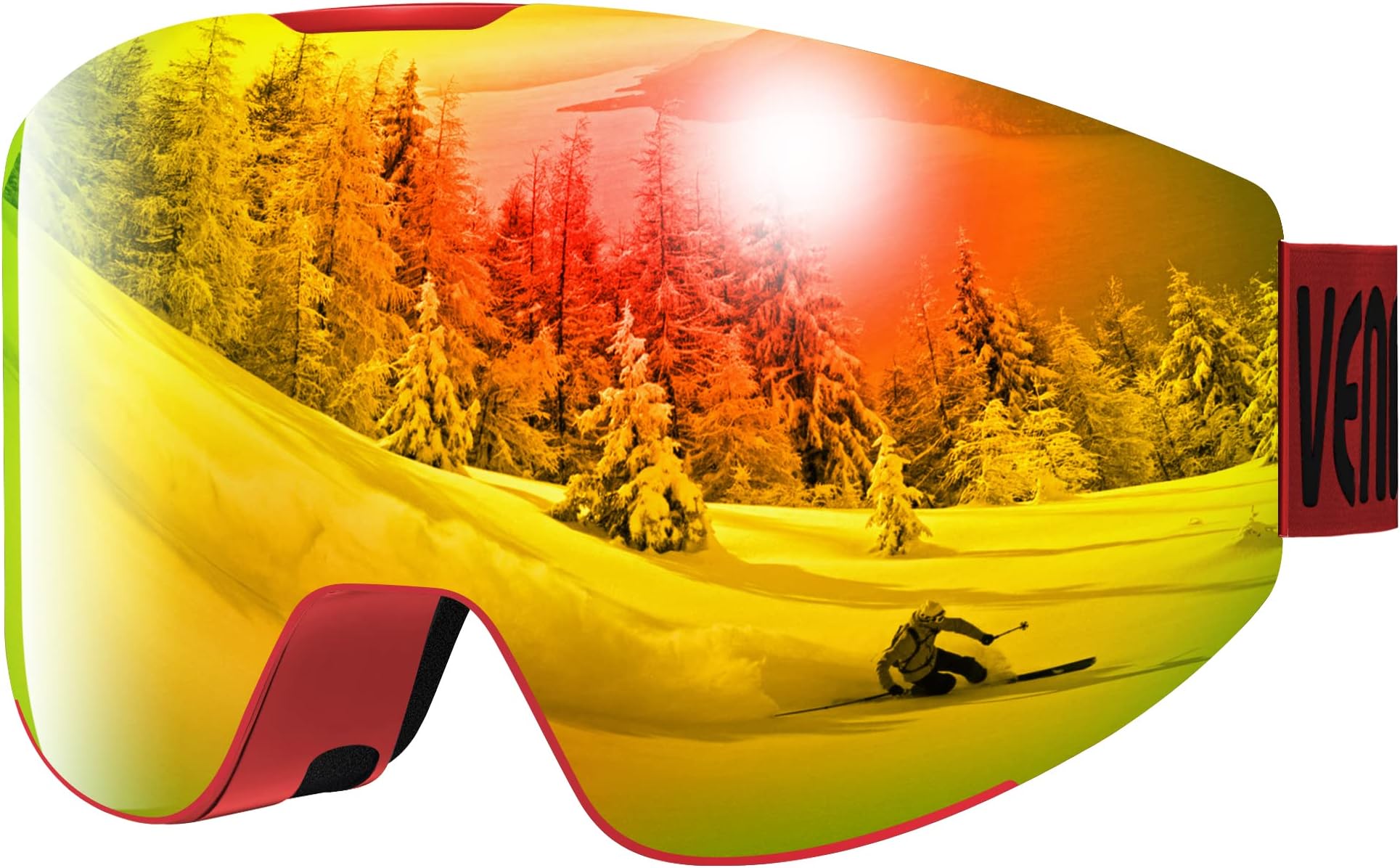VENNERLI Ski Goggles Snow Goggles OTG Anti-Fog for Women Men Adults Interchangeable Lens 100% UV 400 Protection for Outdoors Snowmobile Skiing Skating