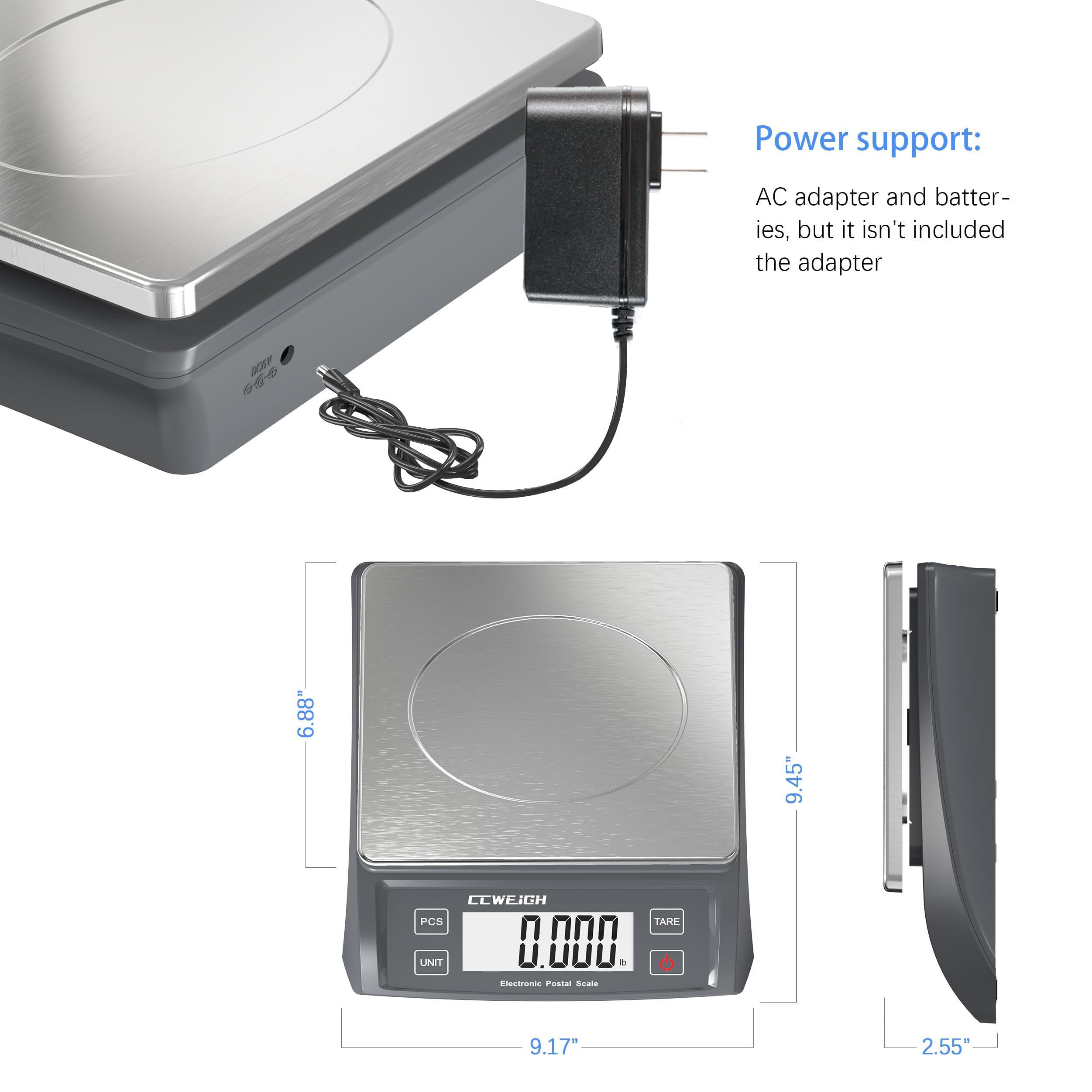 Bilancia postale da trasporto 30 kg/1 g, con batteria e piastra in acciaio inox, può essere utilizzata in cucina domestica, postale, trasporto, pacchi, supermercato con bilancia per frutta