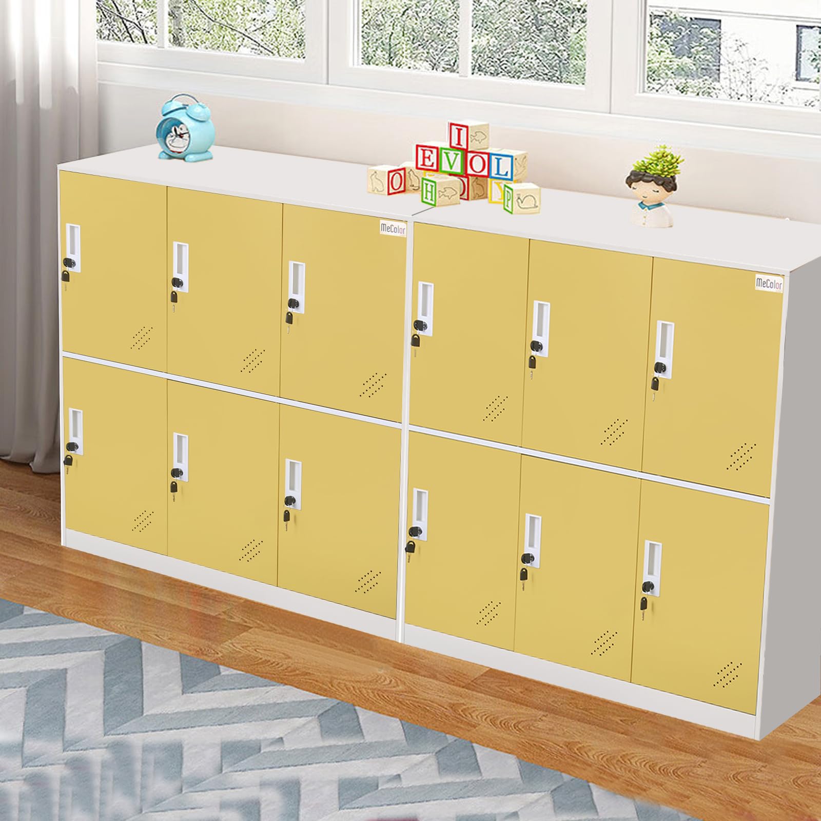 MECOLOR 6 Portes en métal casiers verrouillables casiers employés pour l'école, la Maison et Le Bureau (6d - Yellow)