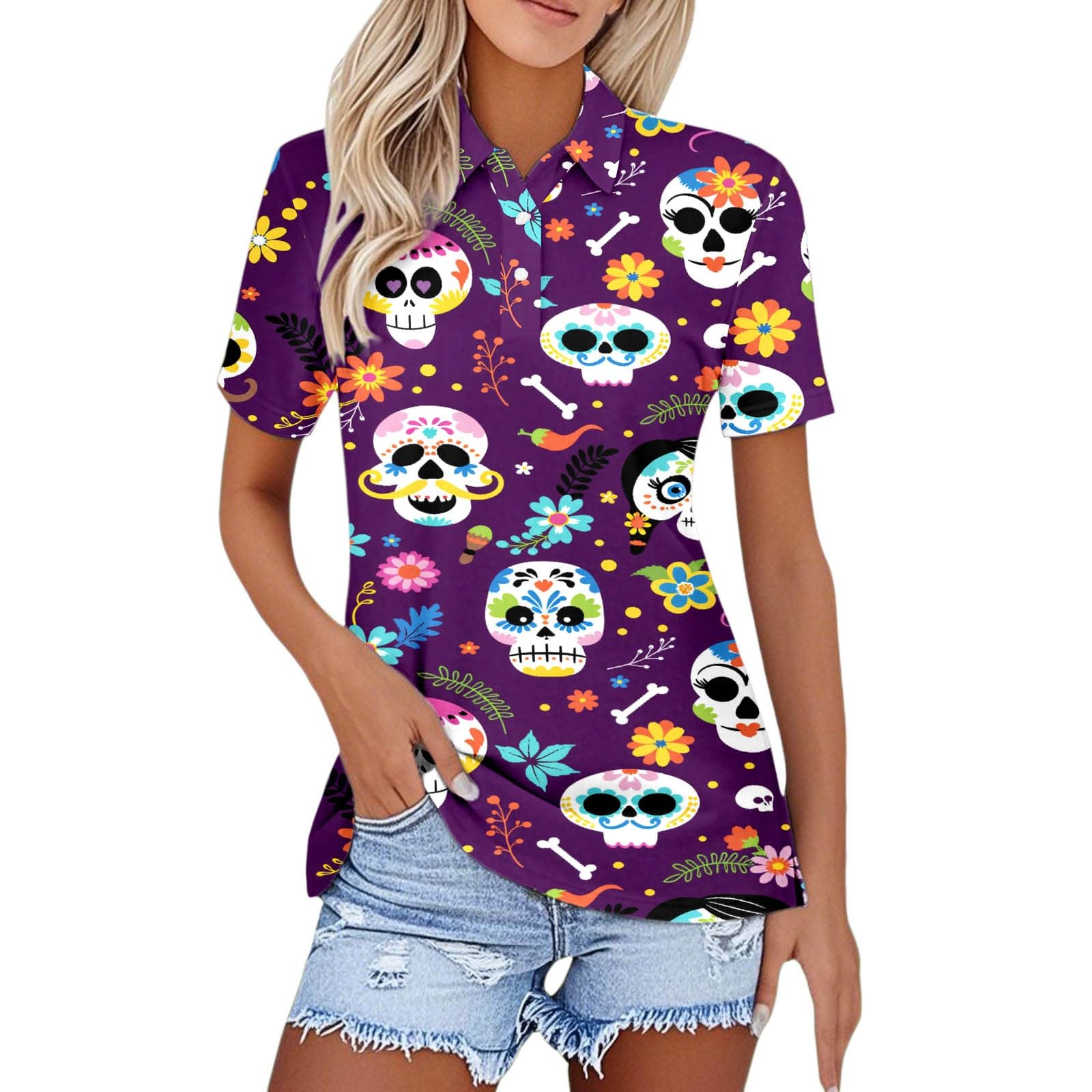 Blouse manches courtes imprimé coupe ample et col confort décontracté - 5