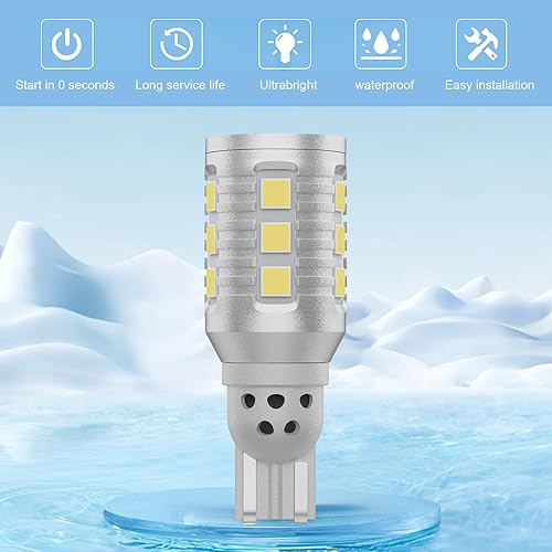 Miniatura 6 de Paquete de 2 bombillas LED de respaldo para automóvil, luces de freno T15-3030-17SMD, luces de giro superbrillantes de 12 V, 2600 lm, kit de