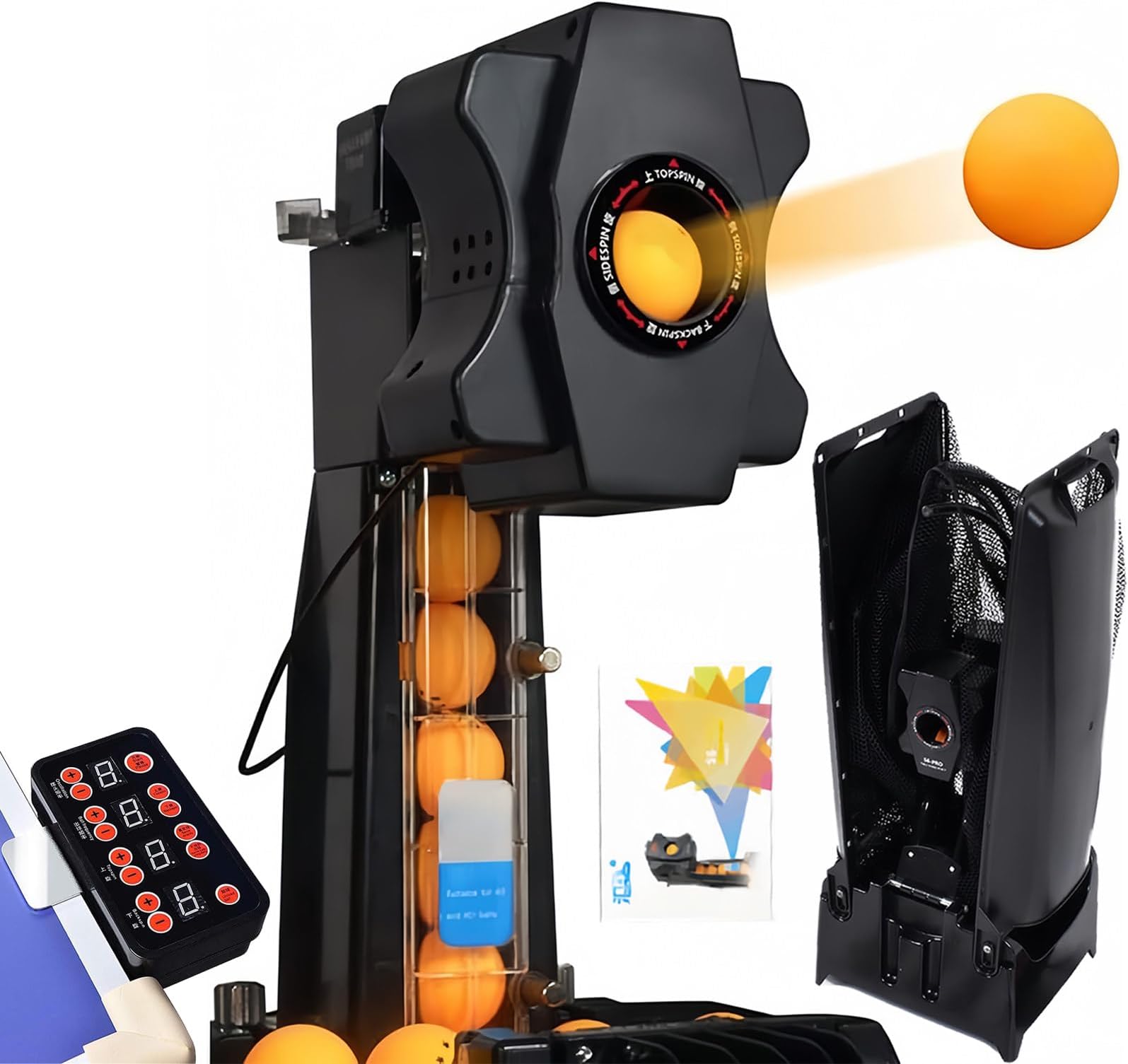 Automatic Table Tennis Serving Machine with Adjustable Spin and Practice Accessories