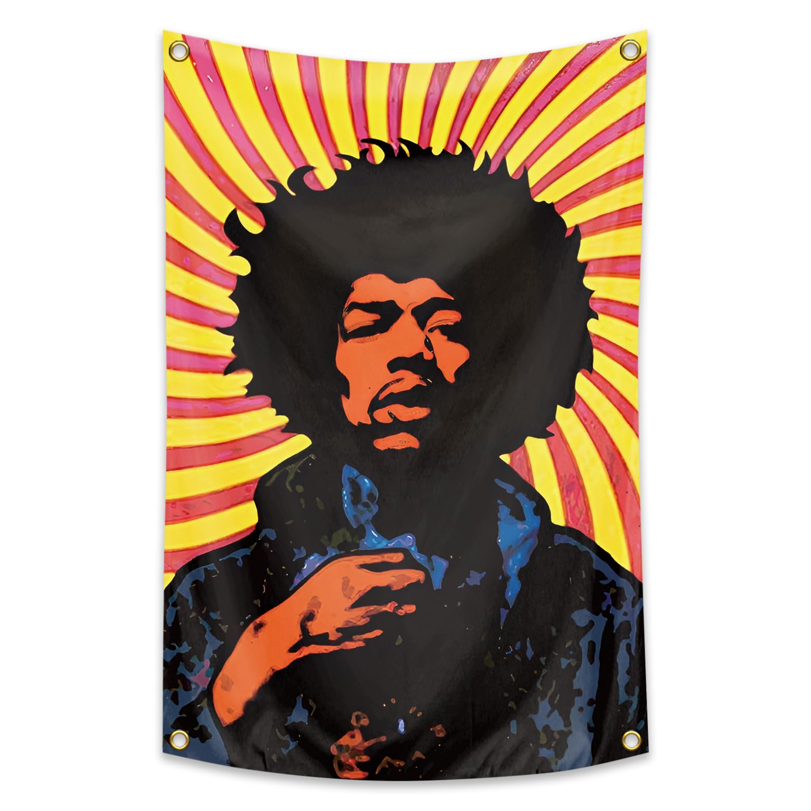 ALoEu Rock Music Tapestry Singer Tapestry Hendrixx 2x3 FT Room Art Decor Poster With 4 Brass Grommets (25)
